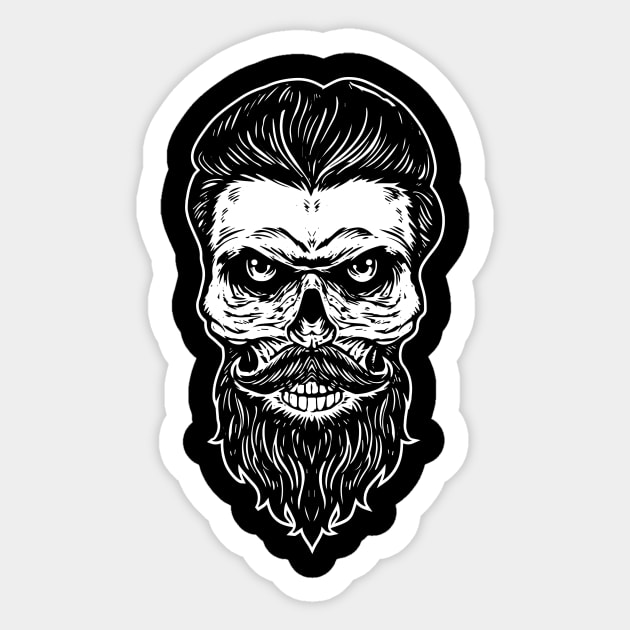 Skull with Beard Sticker by SybaDesign